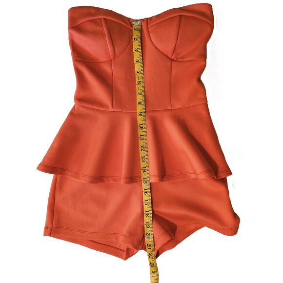 NWT UK2LA Coral Sweetheart Neckline Bustier Bodice Peplum Romper Size Small - Picture 5 of 10